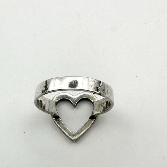 Sterling Silver 925 Open Heart Ring Size 6 * flaw Casual Jewelry Boho Bohemian - Picture 5 of 7
